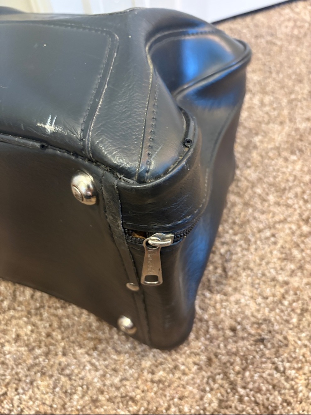 Brunswick Black Leather Duffel Bowling Bag - Picture 6 of 13